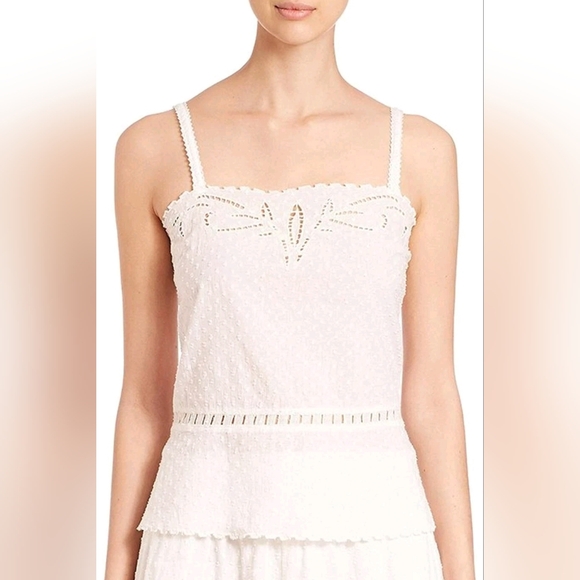 EUC The Kooples Women's Cotton Dobby Broderie Anglaise Embroidered Tank Top - Picture 1 of 9